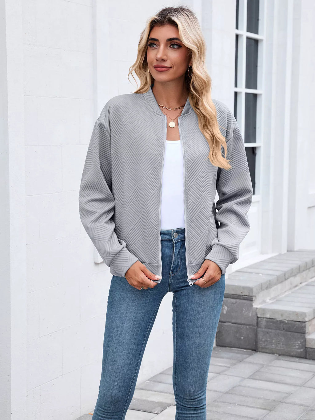 Textured Zip Up Jacket (6)