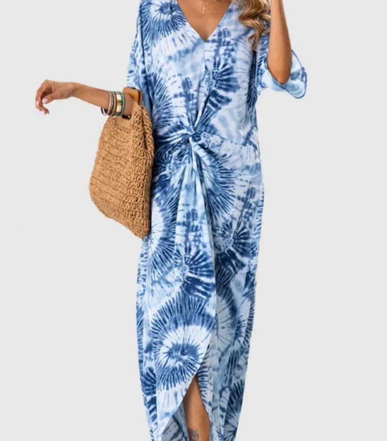 Printed V-neck Dress photo 1