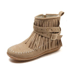 Fringe Studded Suede Flat Boots (10)