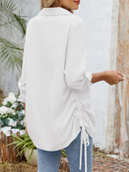 Drawstring Johnny Collared Three-quarter Sleeve Top (24)
