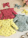 Children's Heart Print Dress Headband Set