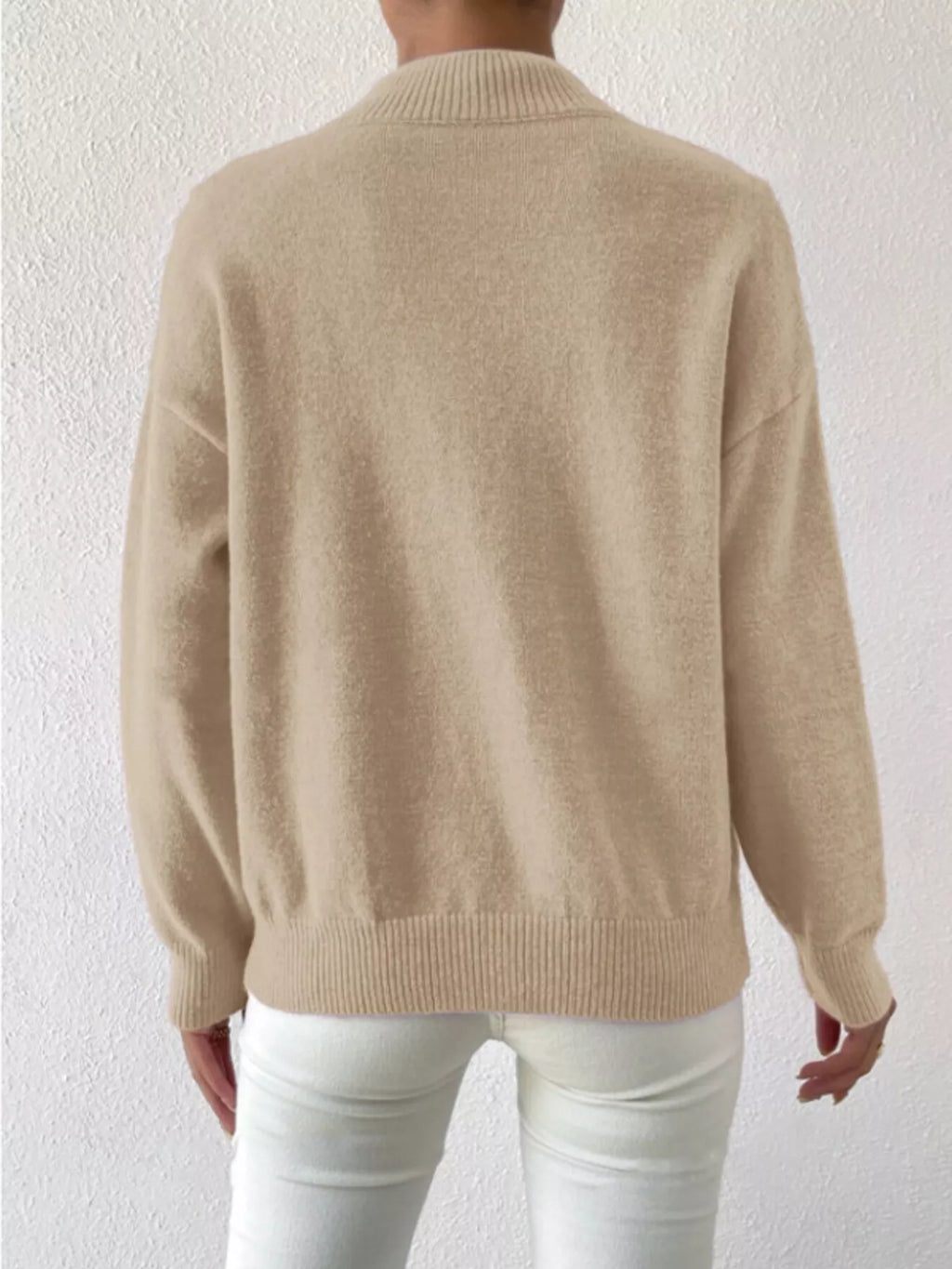 Mock Neck Dropped Shoulder Sweater (22)