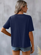 Embroidered Notched Short Sleeve T-shirt (11)