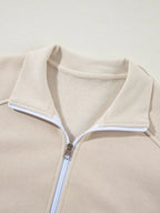 Drop Shoulder Zip Up Jacket Drawstring Pants Active 2pcs Set (8)