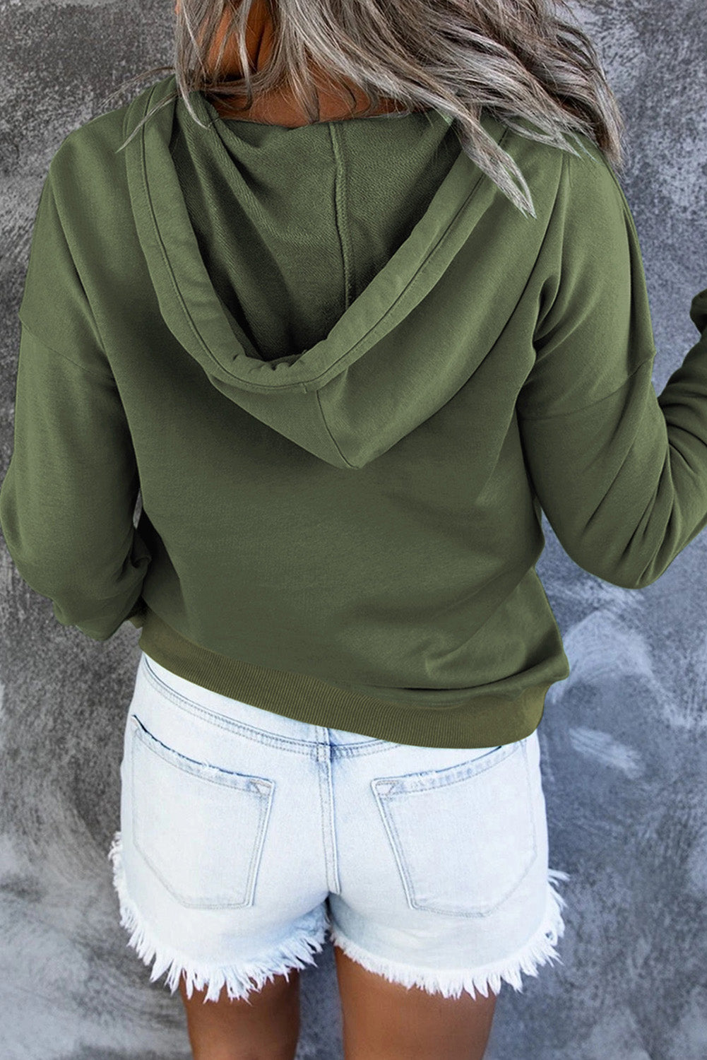Dropped Shoulder Long Sleeve Hoodie Pocket (6)