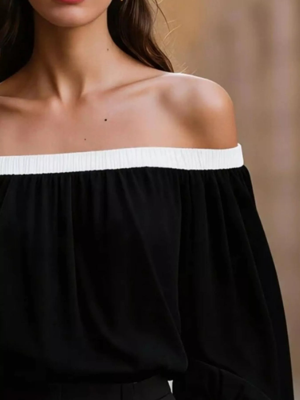 Off Shoulder Lantern Sleeve Blouse (8)
