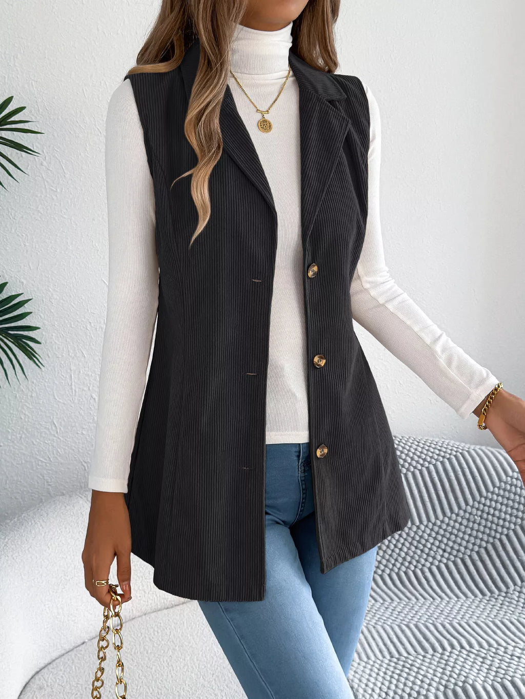 Button-front Longline Vest Coat (12)
