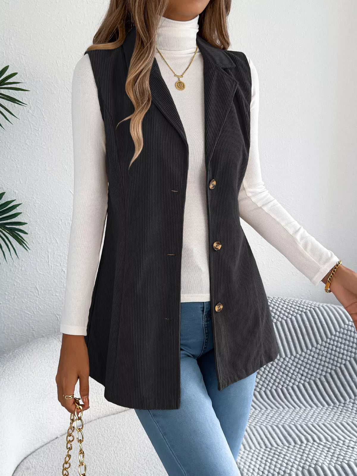 Button-front Longline Vest Coat (12)