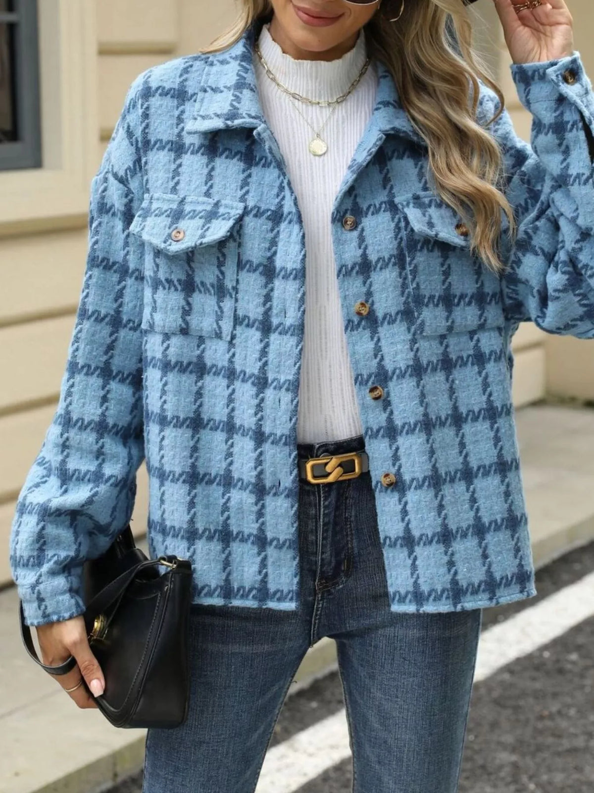 Plaid Button Up Long Sleeve Jacket (13)