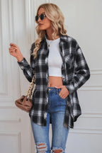 Plaid Button Up Dropped Shoulder Outerwear (7)