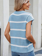 Exposed Seam Striped Round Neck Knit Top (6)