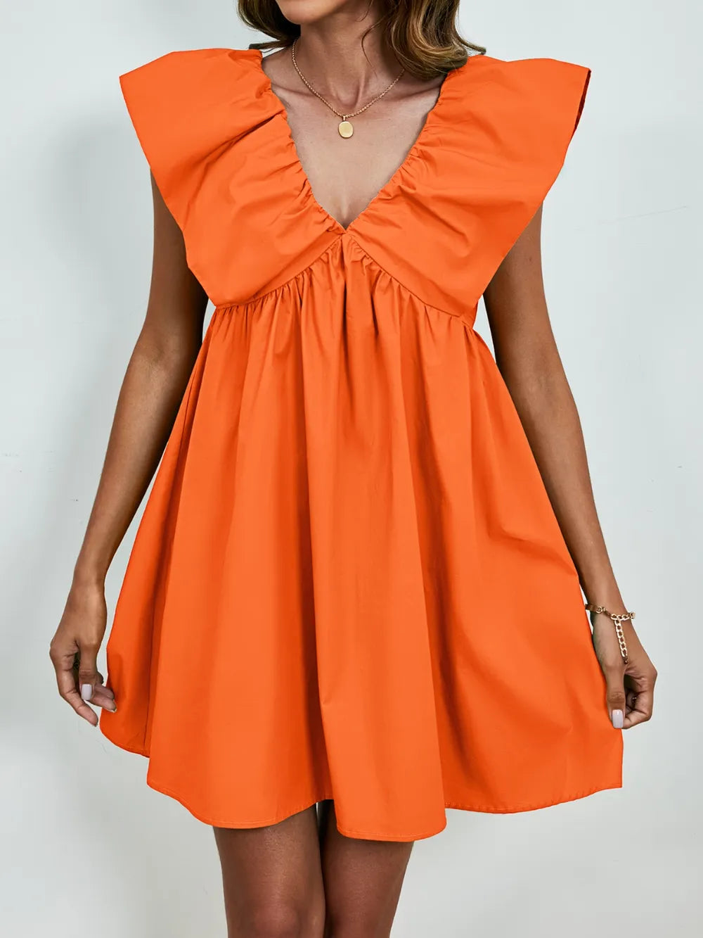 V-neck Cap Sleeve Mini Dress (4)