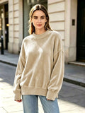 Full Size Crew Neck Dropped Shoulder Sweatshirt Plus