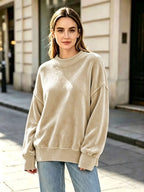 Full Size Crew Neck Dropped Shoulder Sweatshirt Plus