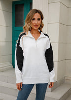 Two-tone Collared Neck Dropped Shoulder Knit Top (12)