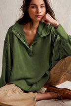 Exposed Seam Side Slit Long Sleeve Sweatshirt (3)