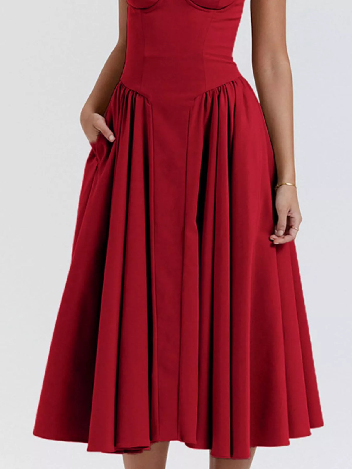 Sweetheart Neck Spaghetti Strap Midi Dress (6)