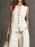 Full Size Sleeveless Vest Wide-leg Pants Set Plus (6)
