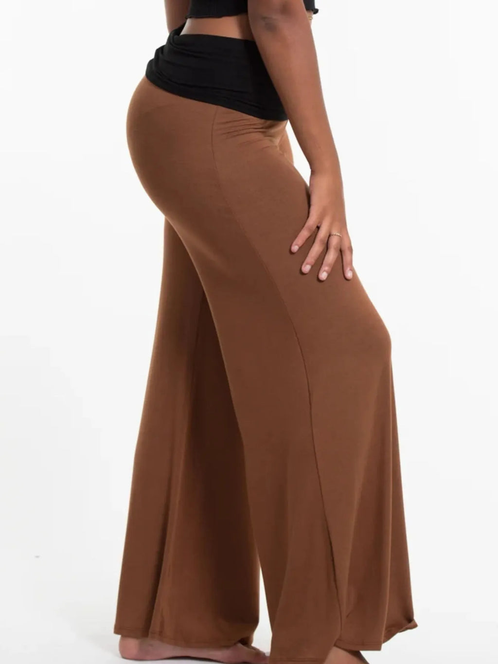 High Waisted Wide Leg Yoga Pants Contrast Waistband (18)