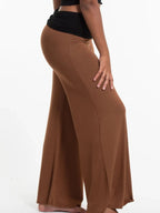High Waisted Wide Leg Yoga Pants Contrast Waistband (18)