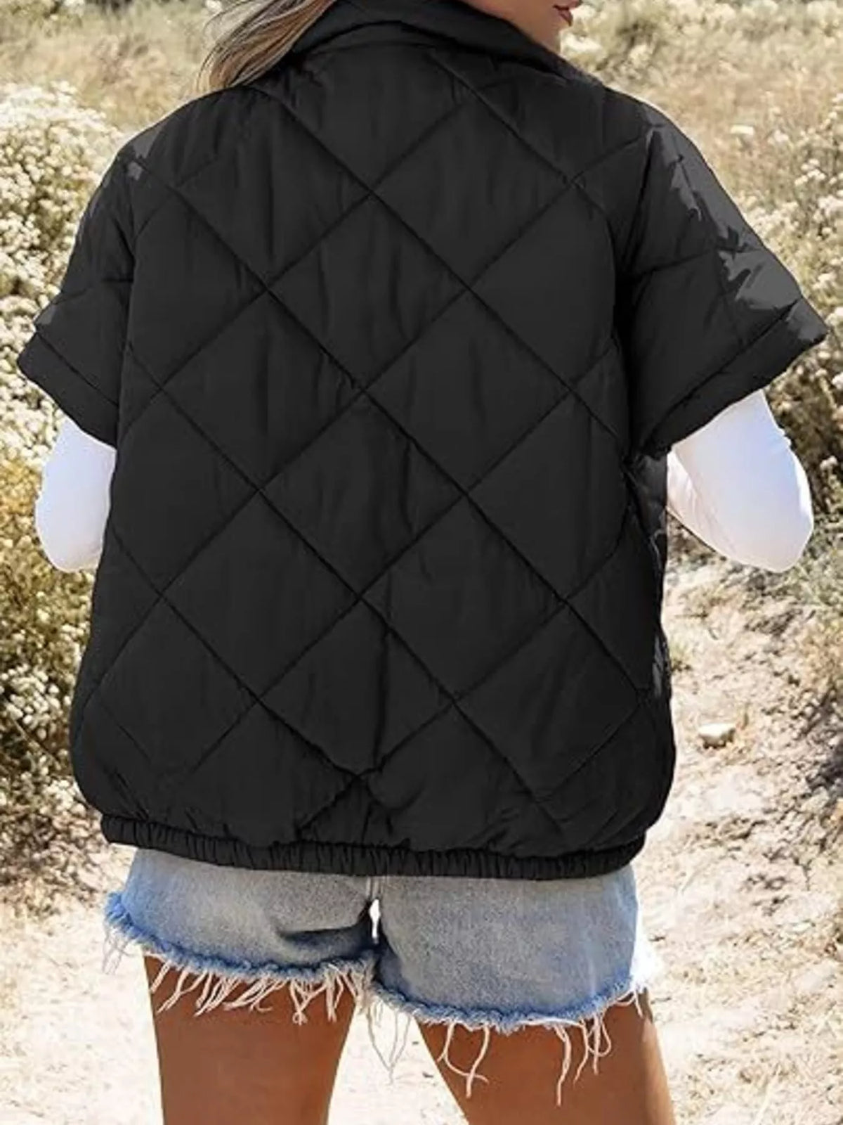 Quilted Zip Up Short Sleeve Winter Coat (12)