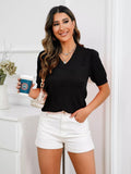V-neck Short Sleeve Knit Top