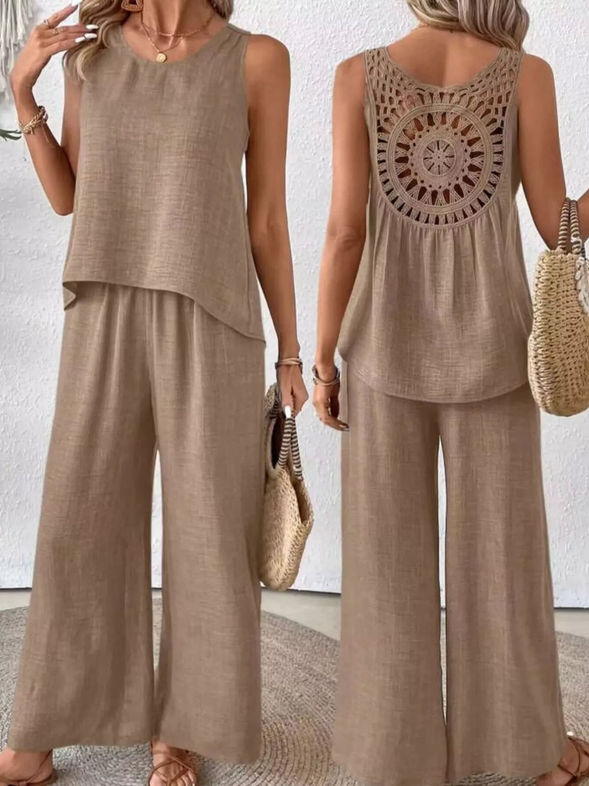 Round Neck Tank Pants Set (13)