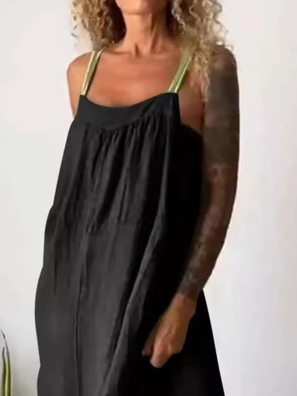 Full Size Ruched Cami Maxi Dress Pockets Plus (13)