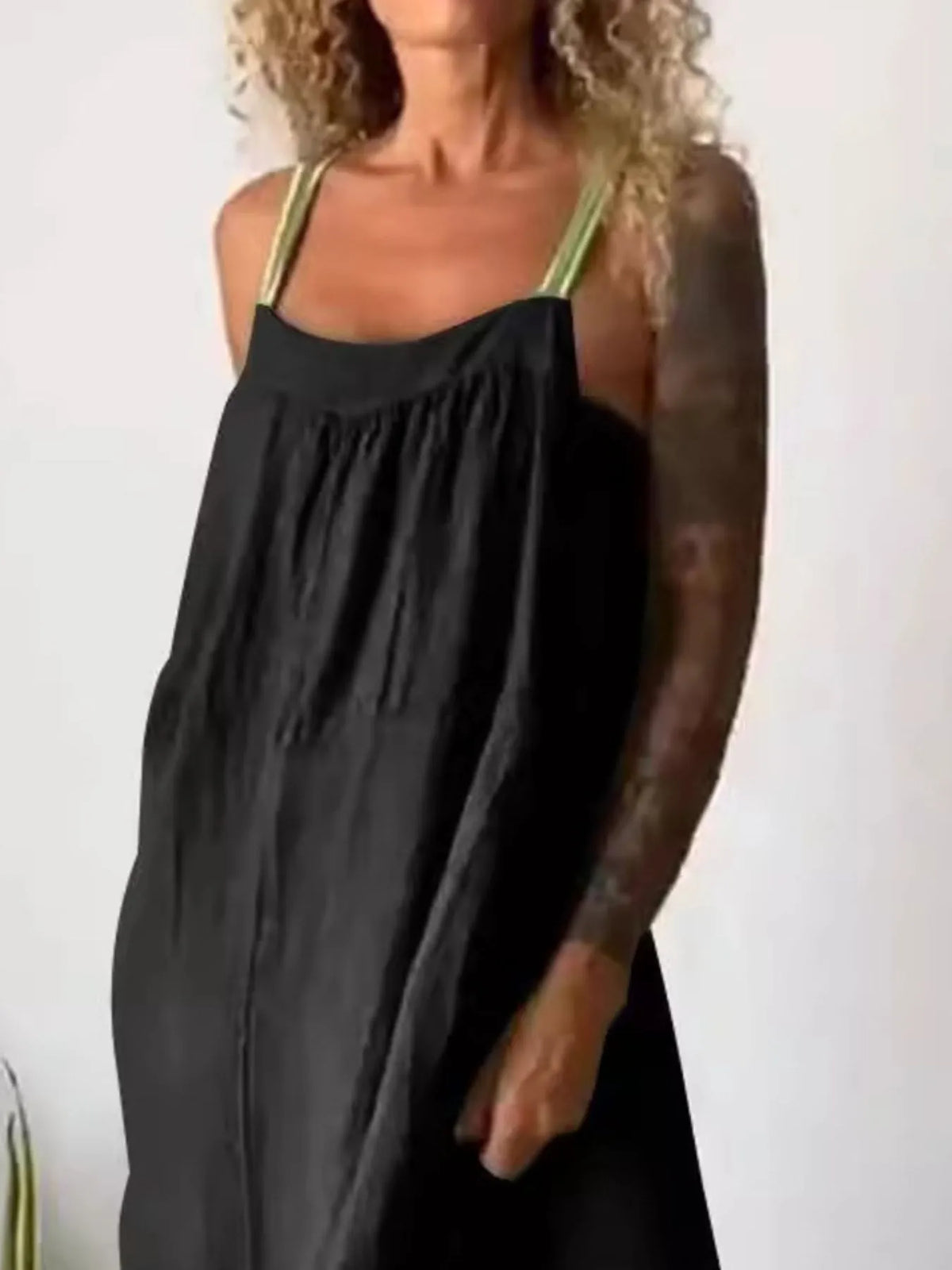 Full Size Ruched Cami Maxi Dress Pockets Plus (13)