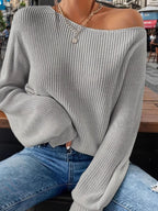 One-shoulder Ribbed Knit Top Relaxed Fit (15)