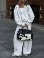 Oversized Zip-up Hoodie Wide-leg Pants Set (8)