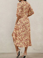 Slit Printed Surplice Midi Dress (3)