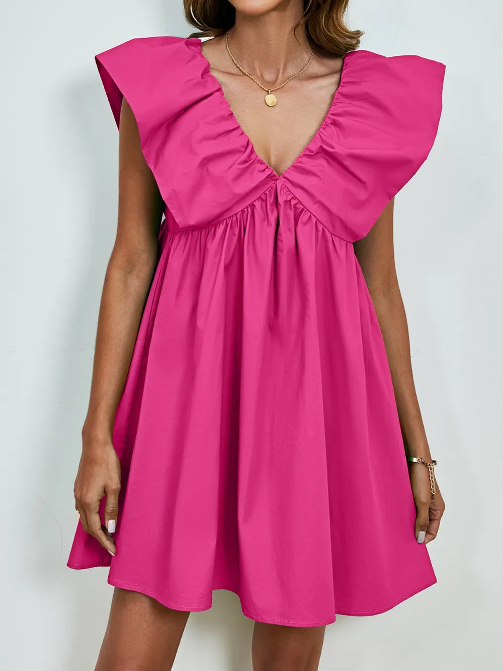 V-neck Cap Sleeve Mini Dress (19)