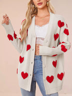 Heart Pattern Knit Button-up Cardigan (12)