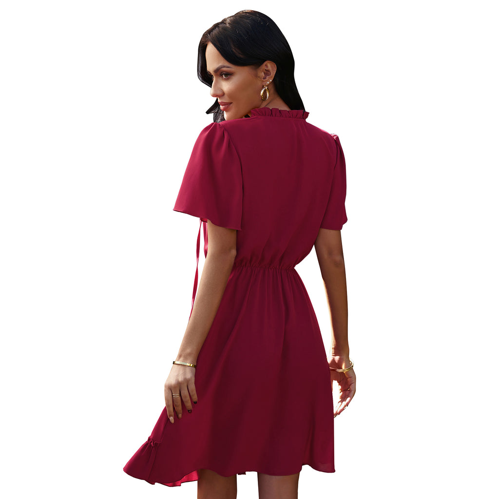 High Neck Neck Waist Ruffle Dress photo 7