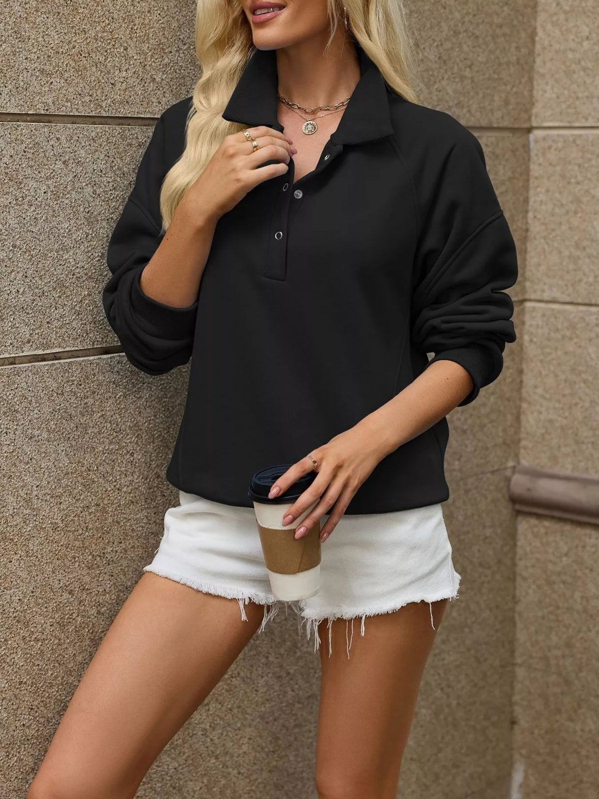 Button Detail Dropped Shoulder Sweatshirt (21)