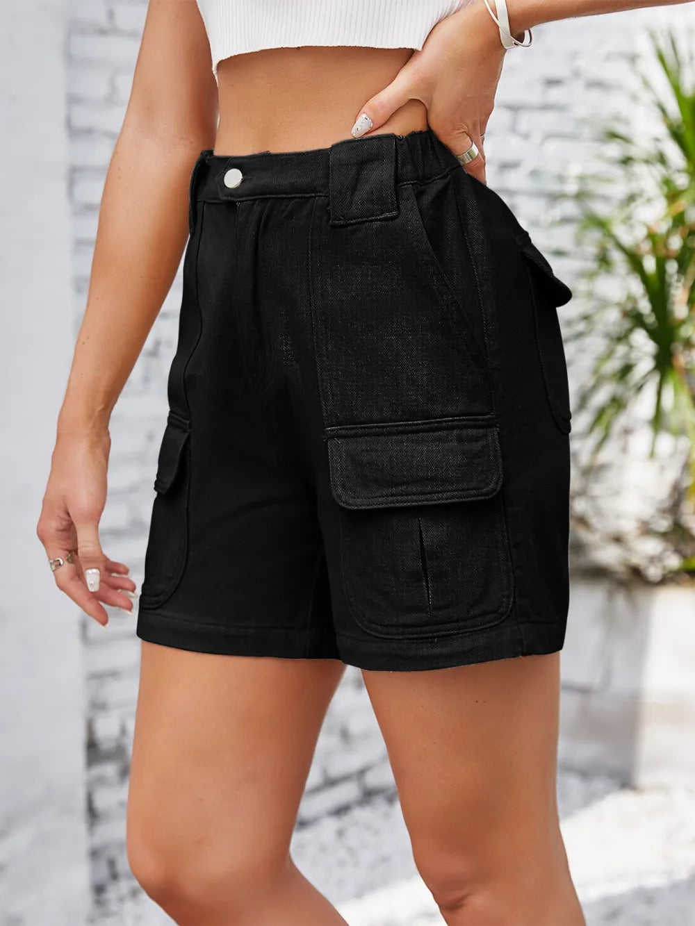 High Waist Washed Denim Shorts (9)
