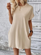 Round Neck Short Sleeve Mini Dress (8)
