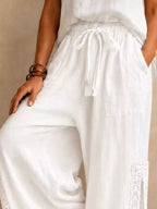 Lace Detail Slit Wide Leg Pants (5)