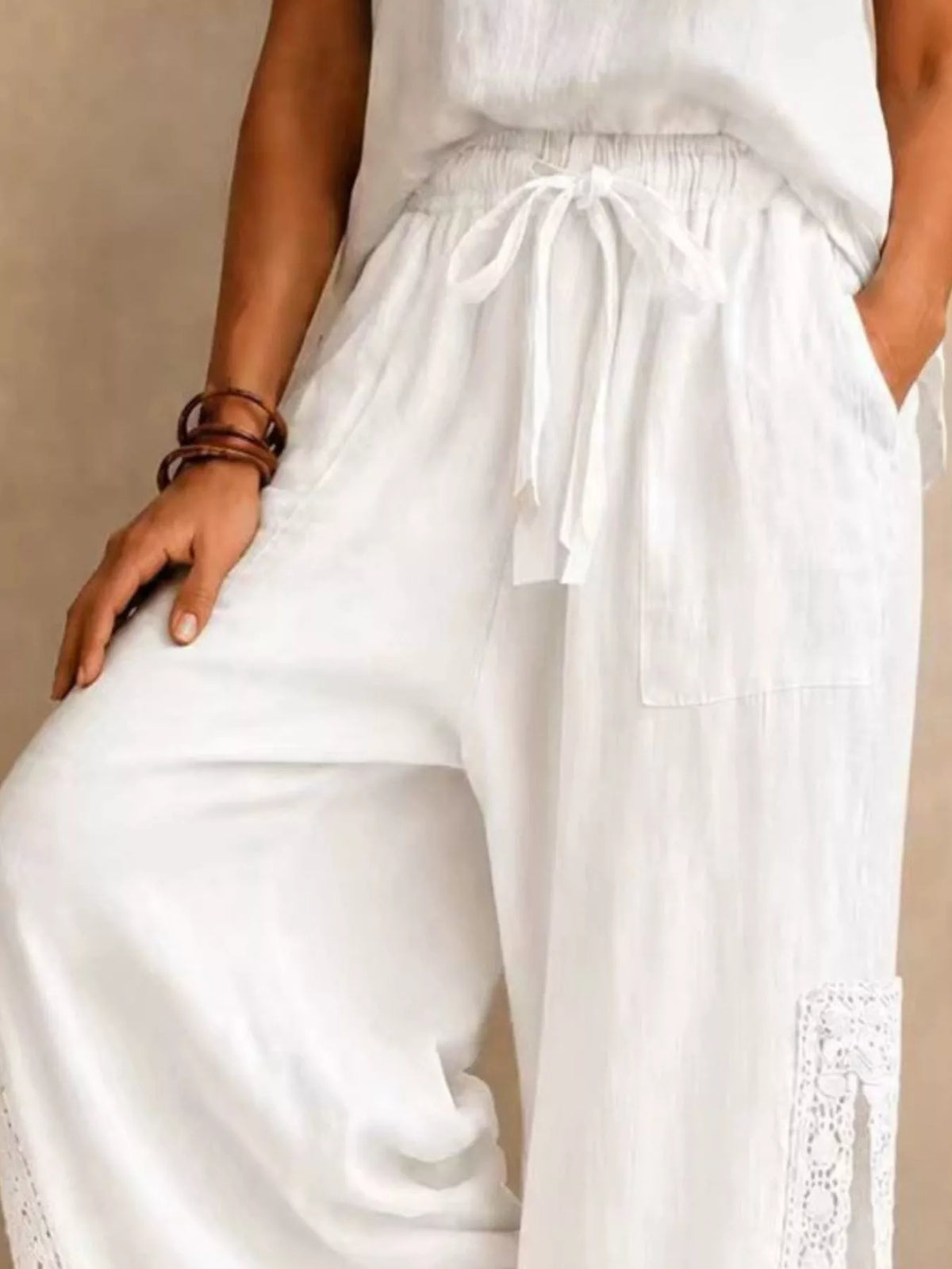 Lace Detail Slit Wide Leg Pants (5)