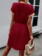 Contrast Trim V-neck Short Sleeve Mini Dress (21)