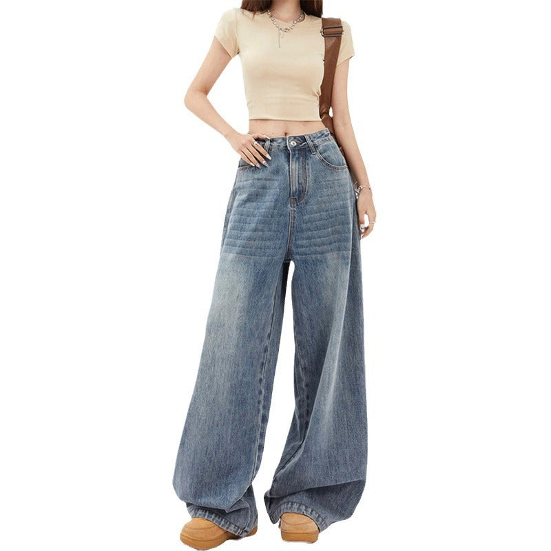 High Waist Wide Leg Jeans Baggy Straight Trousers photo 4