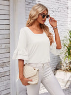 Ruffled Suqare Neck Half Sleeve Blouse (5)