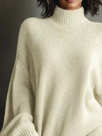 Oversized Mock Neck Long Sleeve Sweater Dress (6)