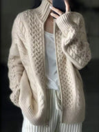 Full Size Cable-knit Zip-up Cardigan Plus