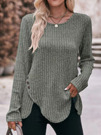 Ribbed Knit Long Sleeve T-shirt (9)
