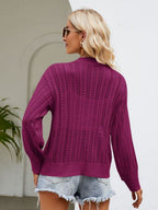 Button Down Ribbed Trim Cardigan (2)