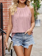 Eyelet Sleeveless Top Gathered Detail (4)