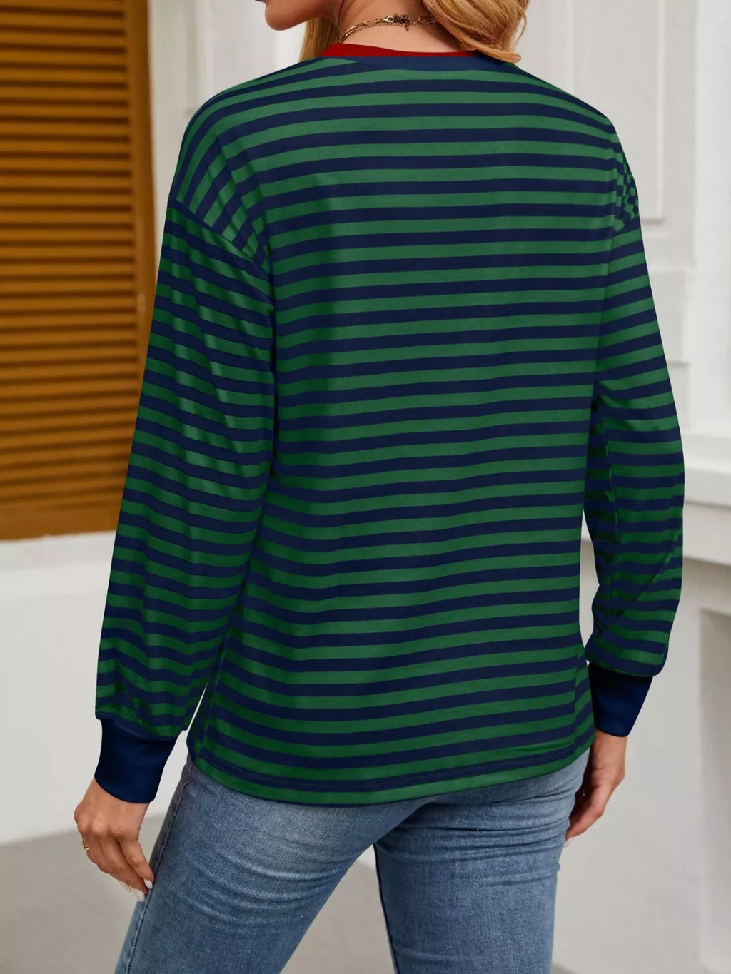 Striped Long Sleeve Casual T-shirt (27)