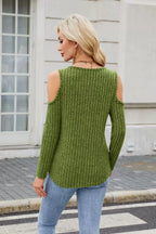 Ribbed Cold Shoulder Long Sleeve Top (9)